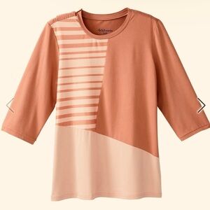 Women's Adaptive Open Back Dusty Pink Color Block Top L/G Assistant DressingNWT